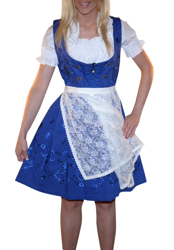 3-piece Short Blue German Dirndl Dress 