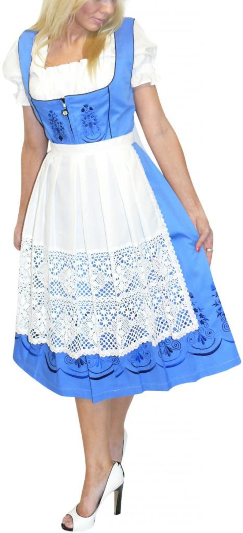 blue and white dirndl