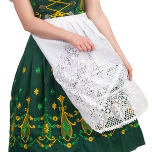 Women’s Bavarian 3 Piece Dirndl Set, Complete with White Lace Apron and White Trachten Blouse, Sizes 2-26, Authentic German Attire