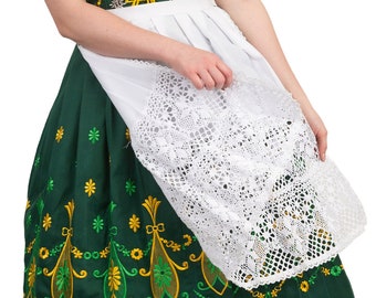 Women’s Bavarian 3 Piece Dirndl Set, Complete with White Lace Apron and White Trachten Blouse, Sizes 2-26, Authentic German Attire