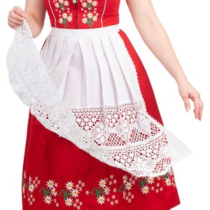 Regal Blue Dirndl Set: Classic Short Oktoberfest Dress Complete with Apron and Trachten Top Blouse
