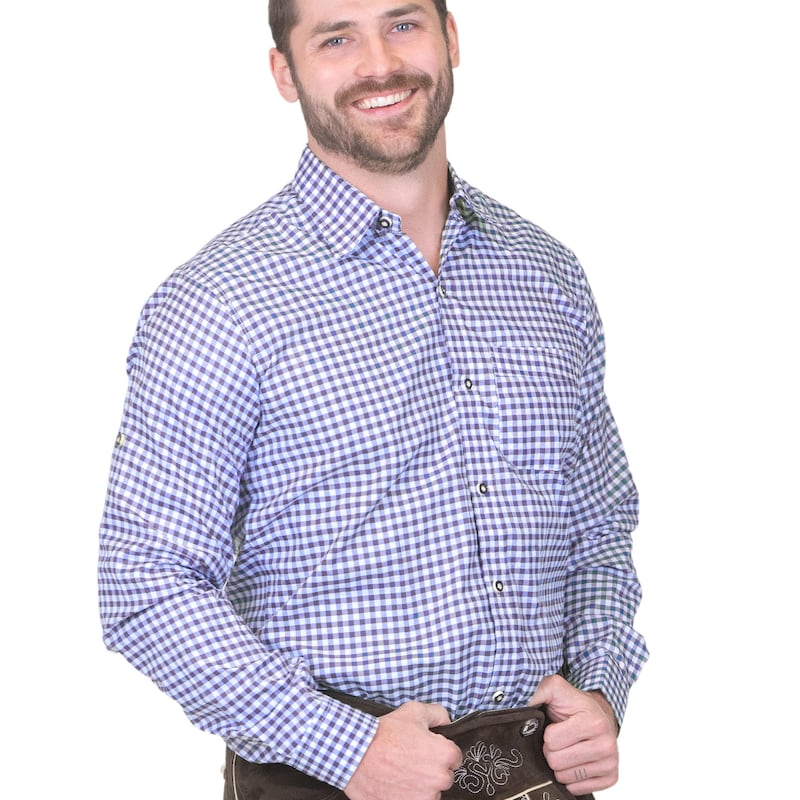 Traditional Bavarian White Shirt with Piping Details