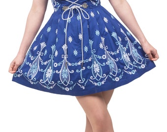 3-Piece Short Blue German Dirndl Dress 6 8 10 12 14 16 18 20 22 S M L XL