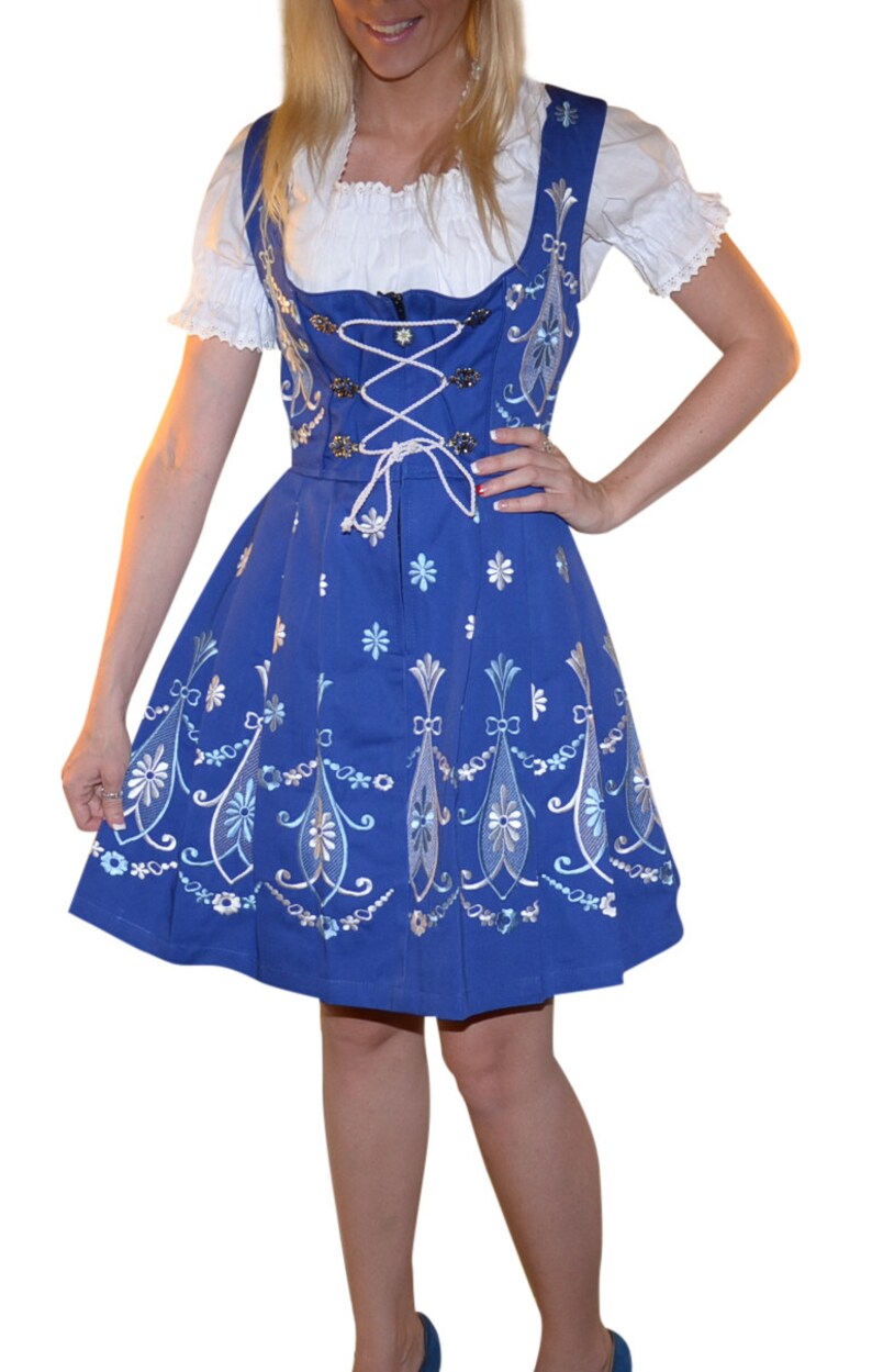 blue and white dirndl