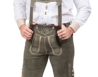 Authentic Men's Lederhosen Shorts with Matching Suspenders, Celebrate Oktoberfest in Traditional Bavarian Style