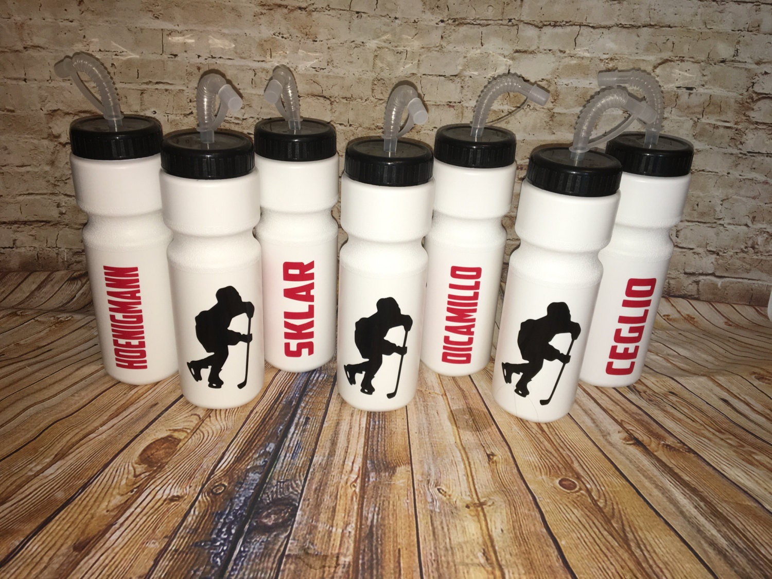 SALE Personalized Hockey player Water Bottle with long face Etsy