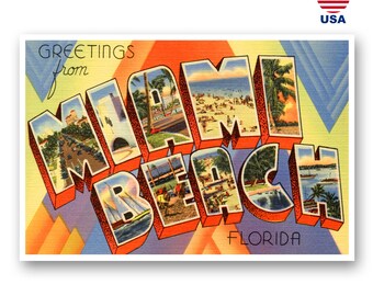 Miami Beach Postcard Etsy