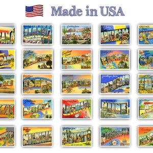 GREETINGS FROM 50 American States Vintage Reprints Postcard Set