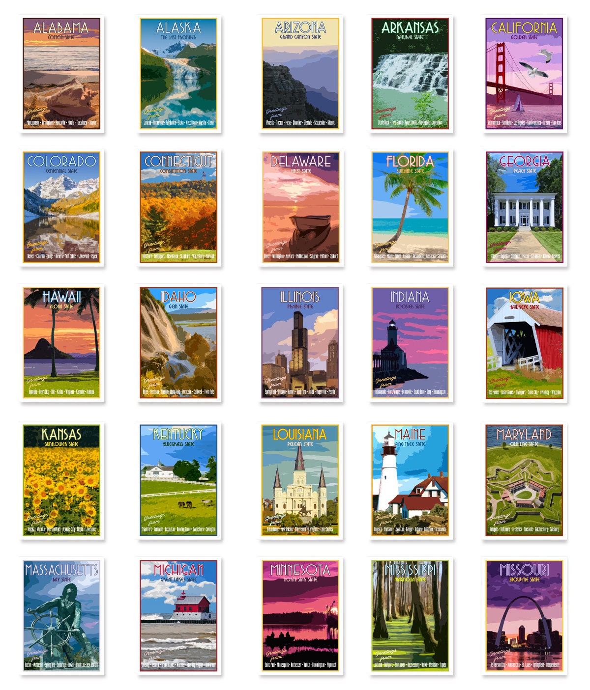 Hawaii Travel Print Postcards 4x6 - Set of 10