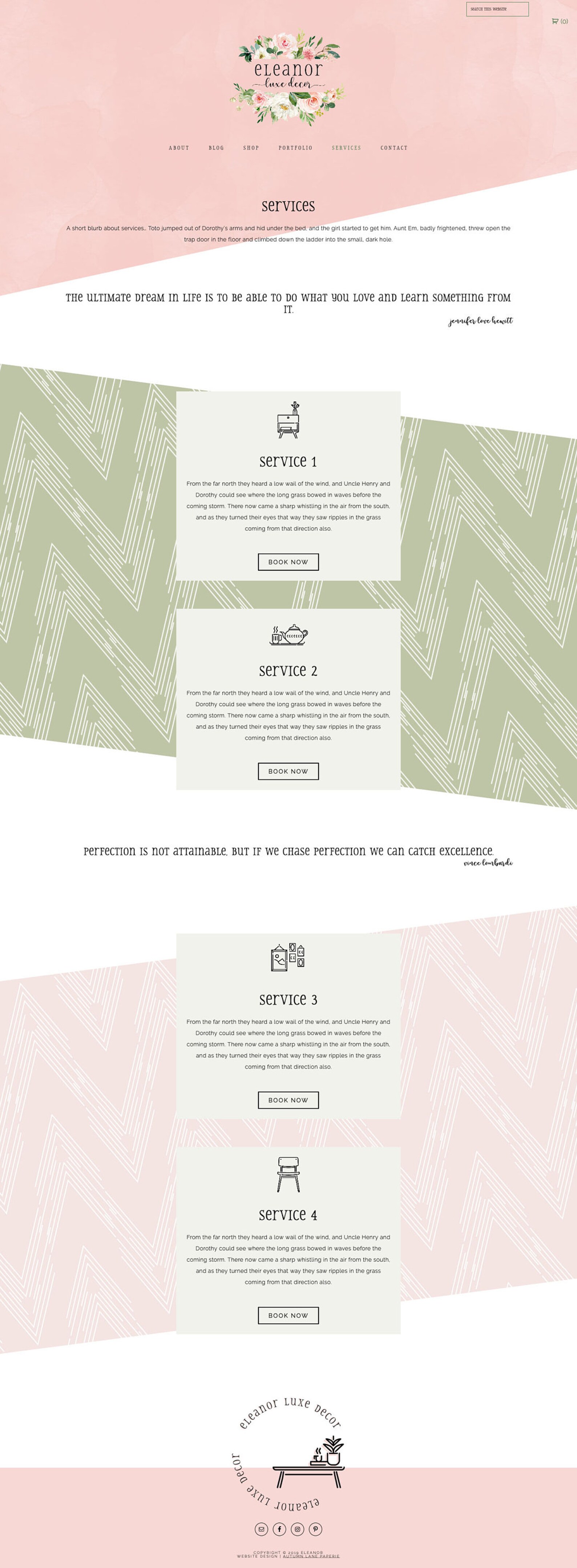 Eleanor Premade site Wordpress site site Design Etsy