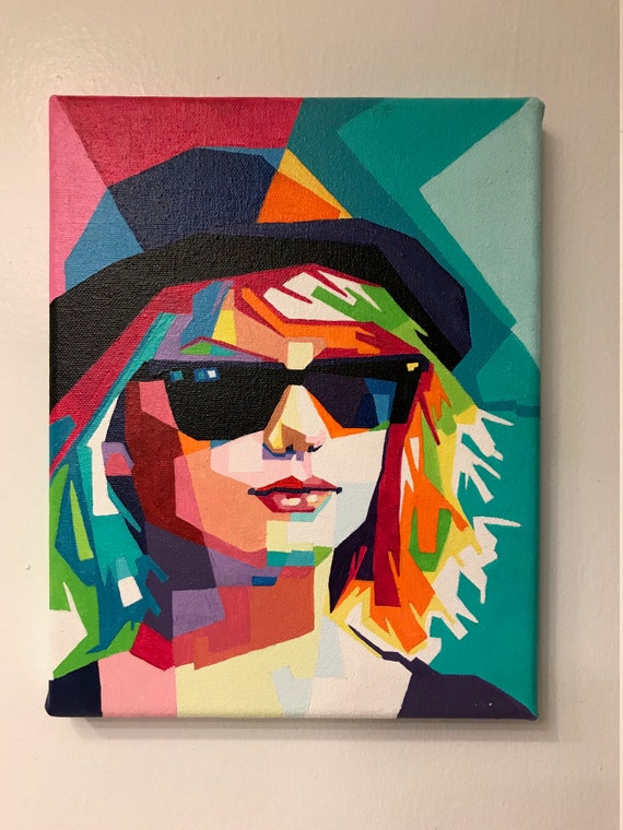 Taylor Swift Face Pixelated Pop Art Painting