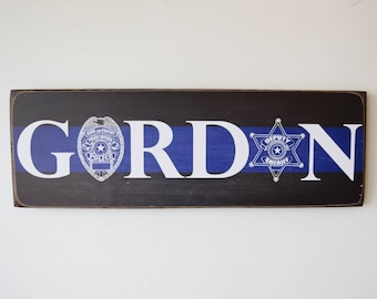 Police and Sheriff Deputy Name Sign, Sheriff Police Decor, Dual Service Sign, Deputy and Police Sign, Custom Family Name Sign - HeroSigns