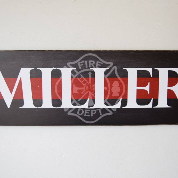 Firefighter Name Sign, Firefighter Decor, Family Name, Fireman Decor, Firefighter Sign, Fireman Sign, Firefighter Wedding, Fire - HeroSigns