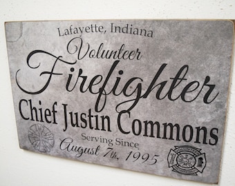 Volunteer Firefighter Service Sign, Volunteer Fireman Sign, Firefighter Gift, Fireman Gift, Firefighter Decor - Herosigns