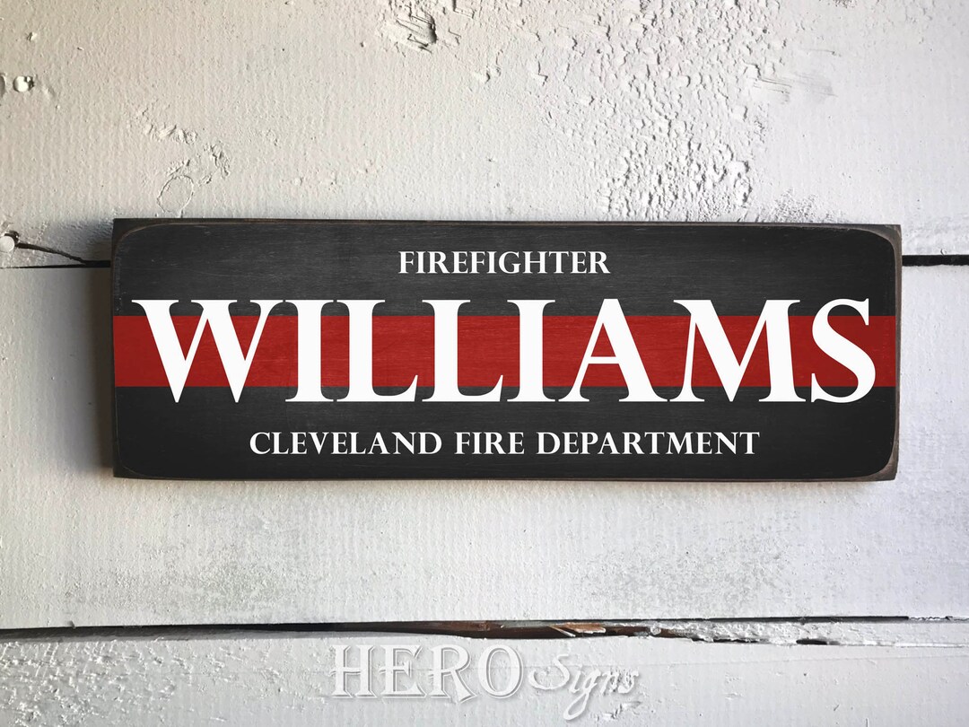 Fire Department Name Sign Firefighter Decor Family Name Etsy