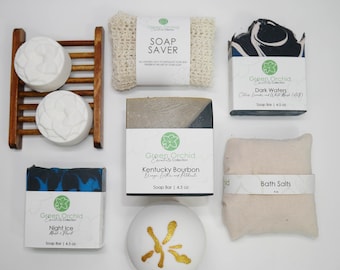 Men's Spa Box | 3 Soaps, Bath Bomb, Bath Salts, Shower Steamers and Accessories
