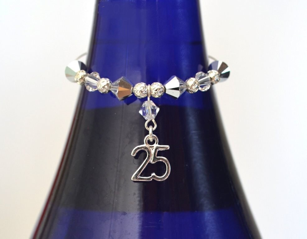 25th Wedding Anniversary Gift Swarovski Crystal Wine Bottle Etsy