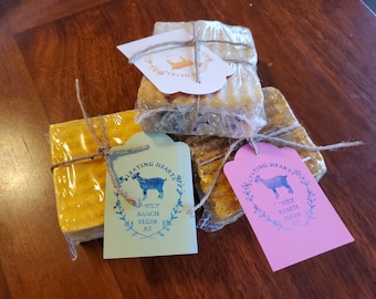 Homemade farm-fresh goat milk soap with essential oils