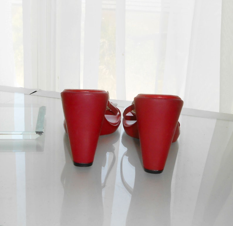 Red Slides Wedges SALE High Heeled Sandals Red and BeigeTan Sandals