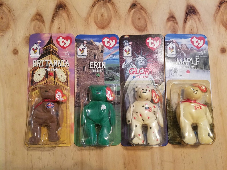 Maple Rare set with Tag Errors Erin Glory 1997 TY Ronald McDonald Beanies- Brittania