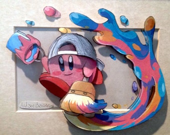3D Paper-Cut Video Game Art;  Kirby