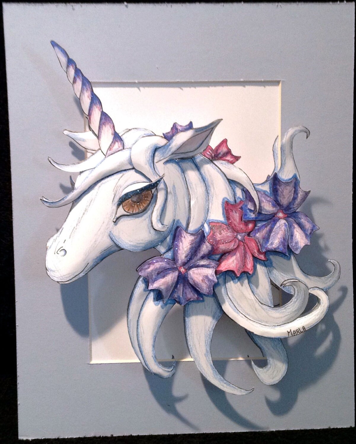 Fantasy 3-D Paper Cut: Unicorn Bust - Etsy