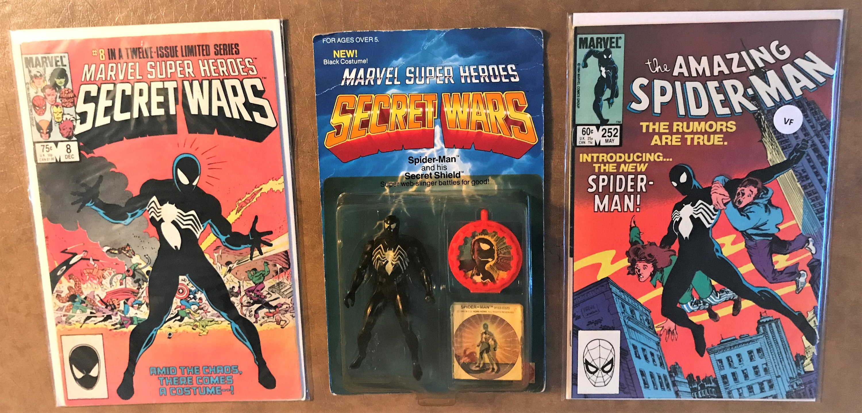 Set of (3) | Secret Wars Spider-man Black Costume Toy 1984 +