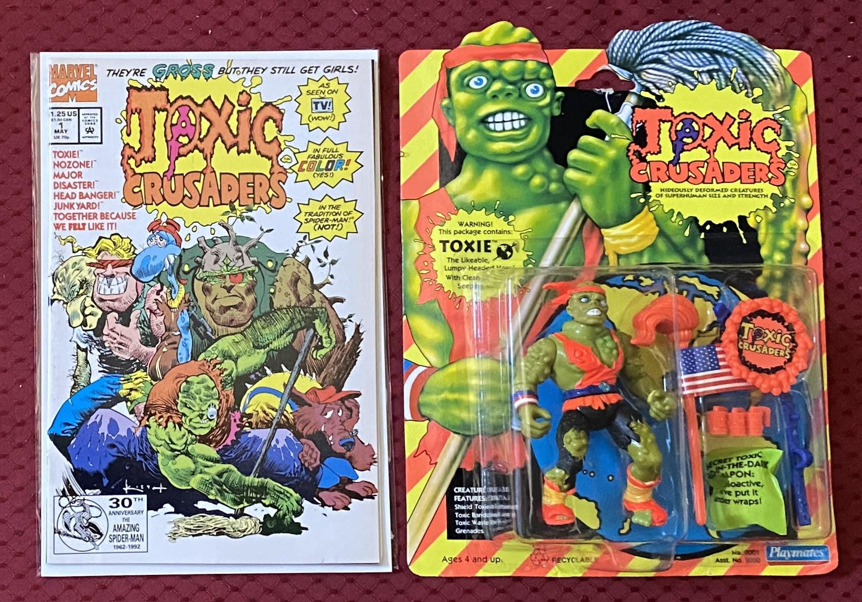 Set of (2) | Toxic Crusaders #1 Comic and Vintage Original Toxie