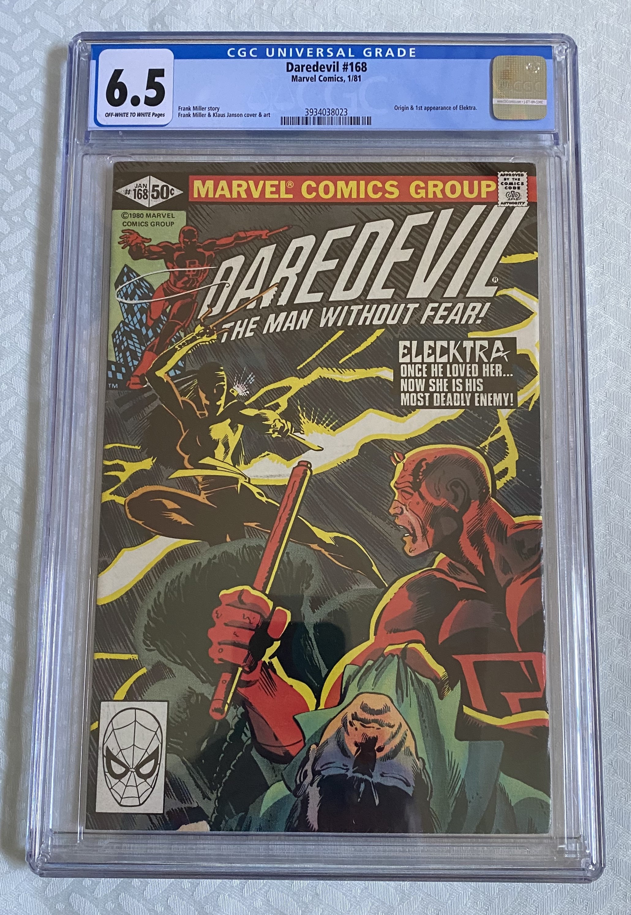 Daredevil #168 First Appearance of Elektra From 1981 CGC Graded