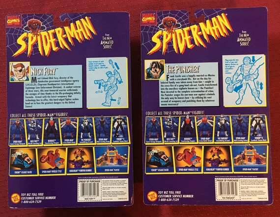 Spider-man the Animated Series Toys (2ea) | Punisher and Nick Fury