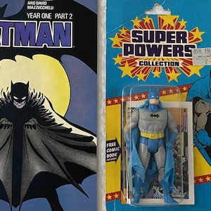 Kenner Super Powers Batman Vintage origineel speelgoed uit 1984 met kaart met 12 achterkanten, nooit geopend, in de fabriek verzegeld + Batman #405 Comic van Frank Miller