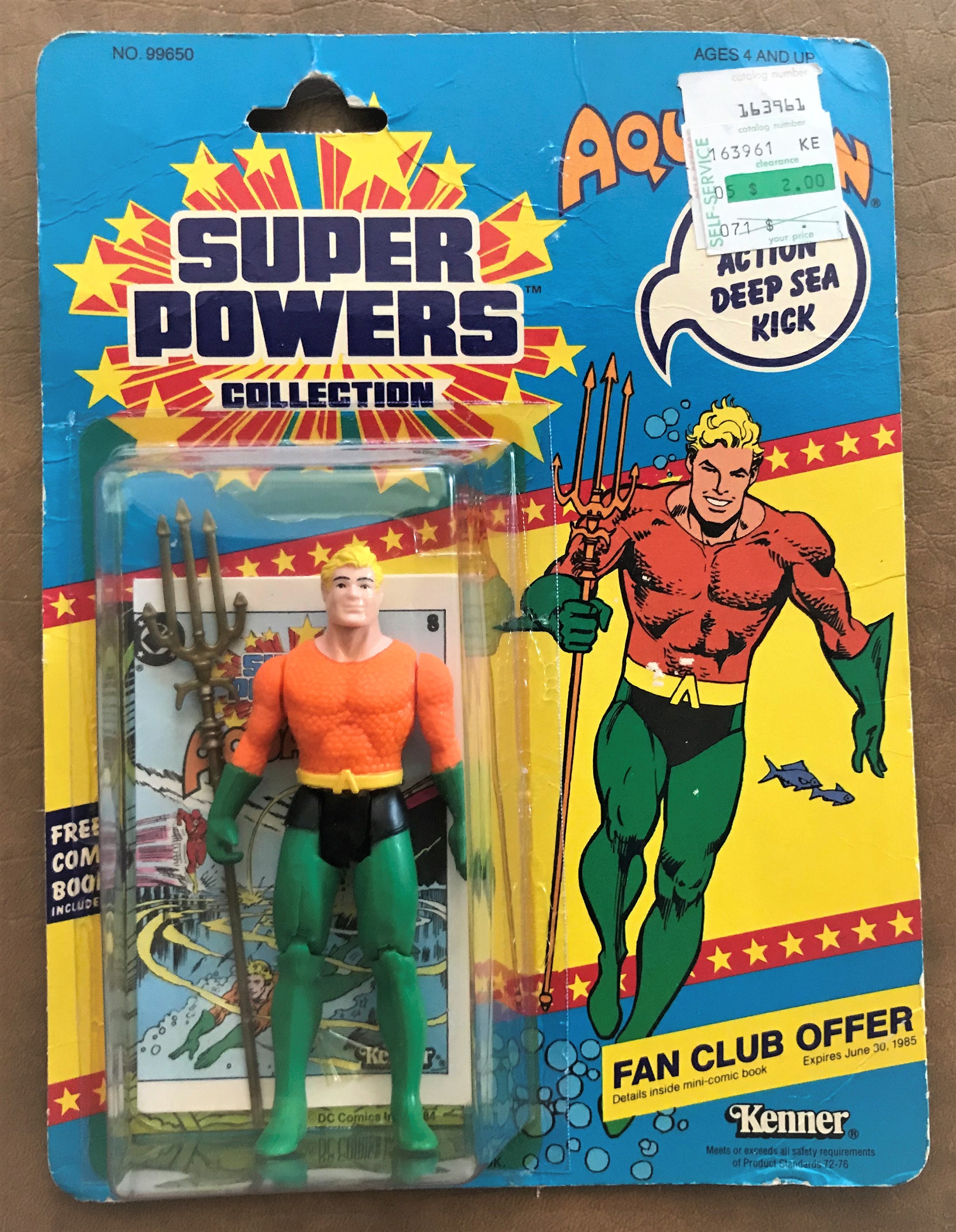 Kenner Super Powers 12-back Aquaman Toy From 1984: 100% Vintage