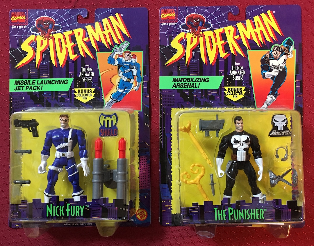 Spider-man the Animated Series Toys (2ea) | Punisher and Nick Fury