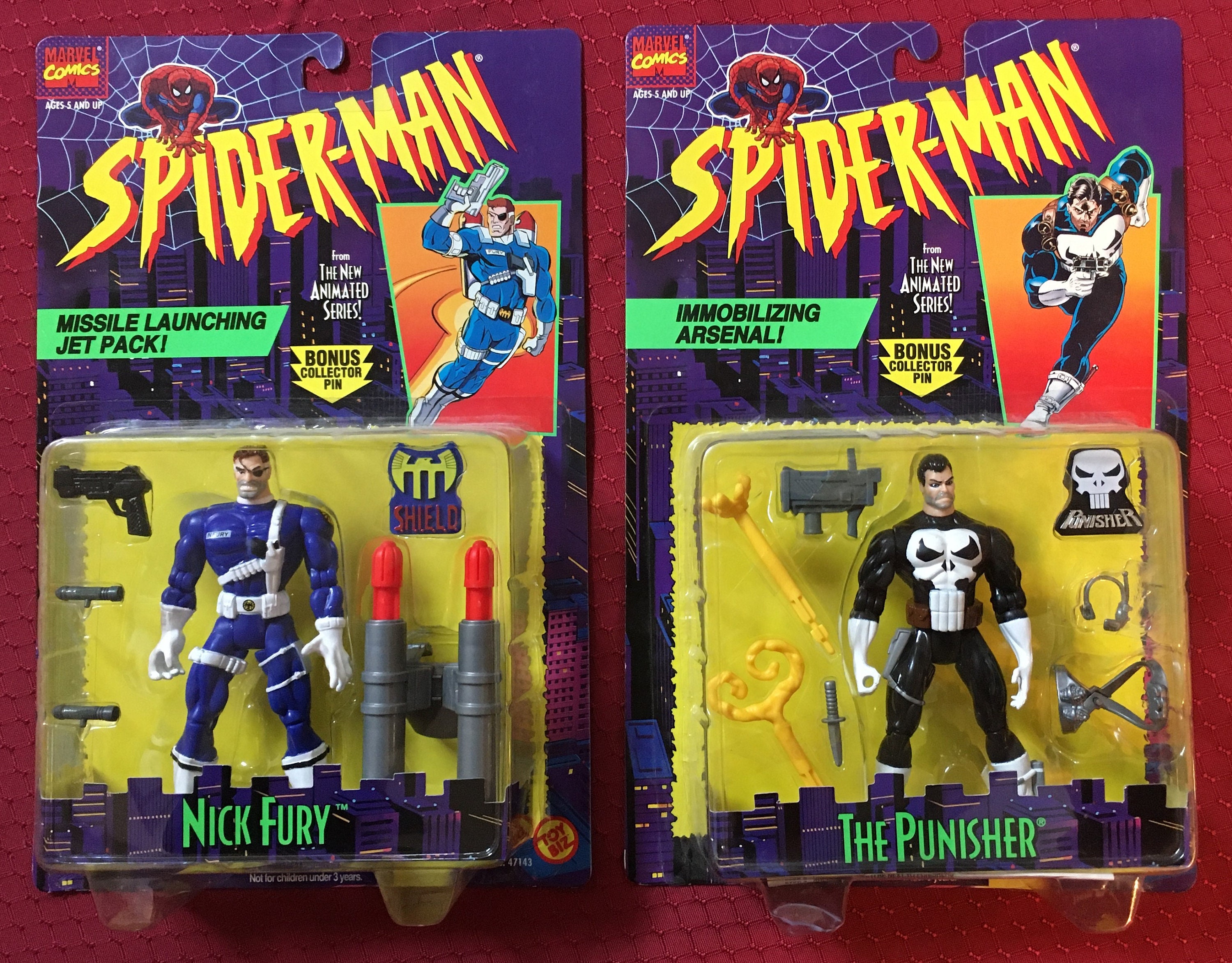 Spider-man the Animated Series Toys (2ea) | Punisher and Nick Fury