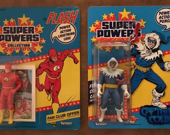 Kenner Super Powers 12-Back Flash + Custom Captain Cold, inspired by the Kenner Classic Toy Line of the 1980's
