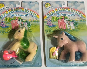 My Little Pony MLP Vintage G1 Buttons and Magic Star | Both 100% complete and factory sealed
