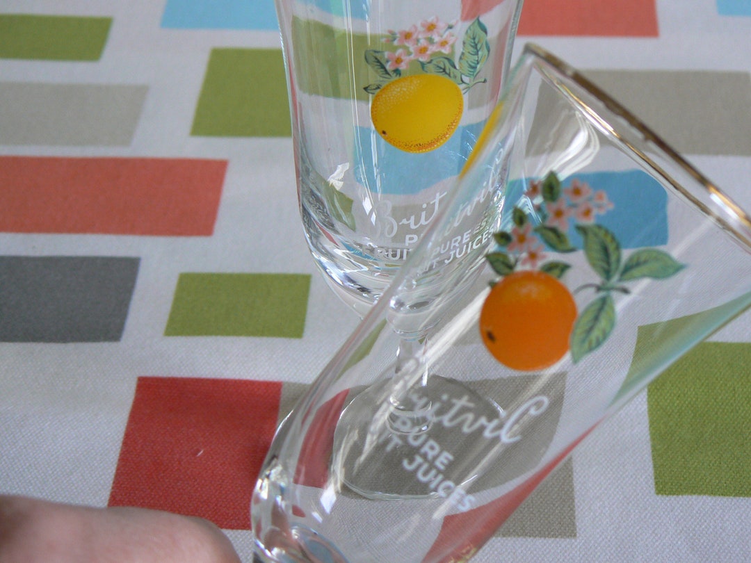 Pair of Fruit Juice Glasses Made to Advertise Britvic With Etsy