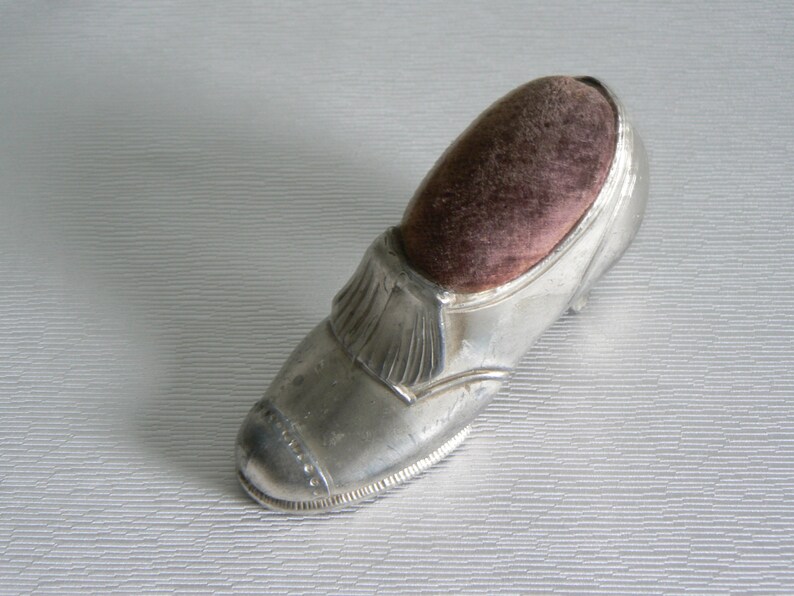 Edwardian Pincushion in the Shape of a Ladies Brogue Shoe Rare Design.