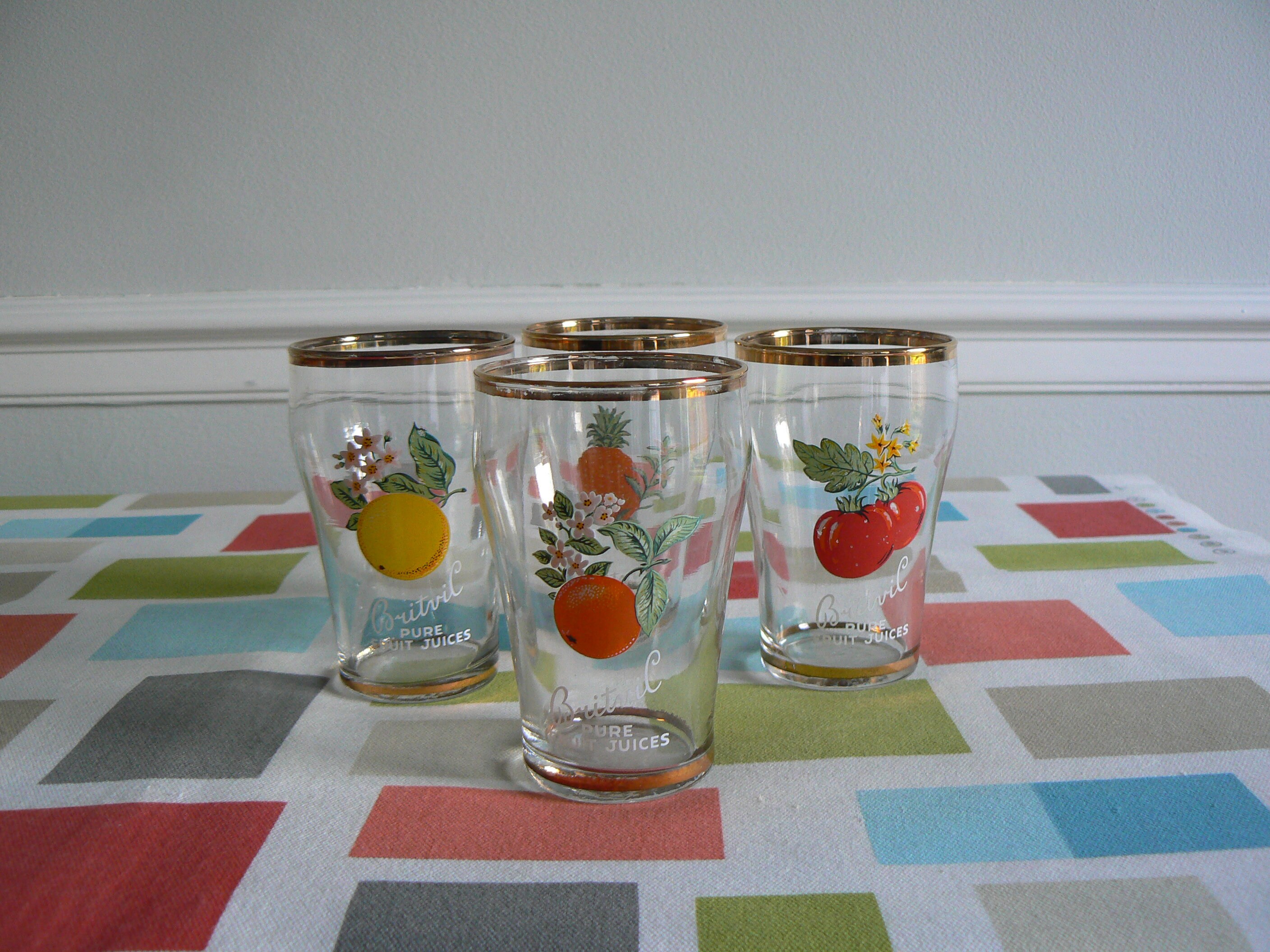 Vintage Set of Britvic Fruit Juice Glasses from the 1960's Etsy