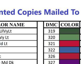 Printable Dmc Color Chart