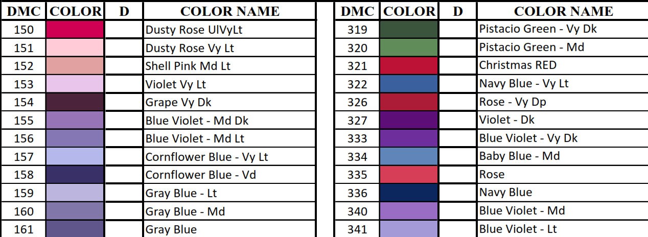 Us Er Dmc Diamond Painting Floss Color Chart Only 2 00 Two Dollars All New And Updated
