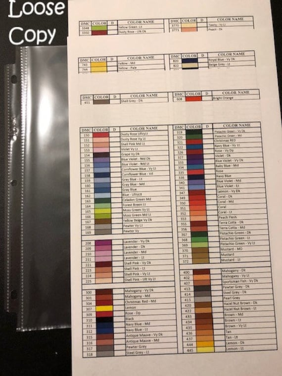 Dmc Diamond Painting Color Chart