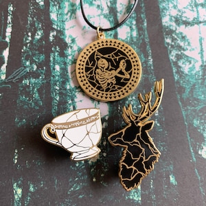 Mix and Match MINI BUNDLES! Hannibal Hannigram Fannibal Palermo Skeleton Mind Palace hard enamel pendant pin teacup stag necklace