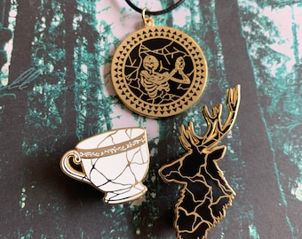 Mix and Match MINI BUNDLES! Hannibal Hannigram Fannibal Palermo Skeleton Mind Palace hard enamel pendant pin teacup stag necklace