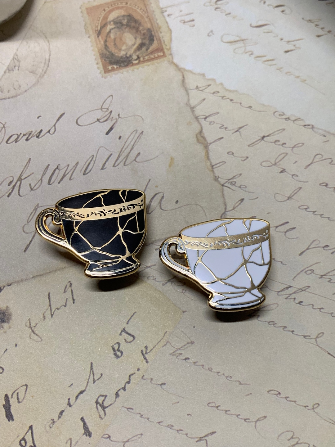 BLACK or WHITE Mini Kintsugi Cup Teacup Hannibal Hannigram Hard Enamel ...