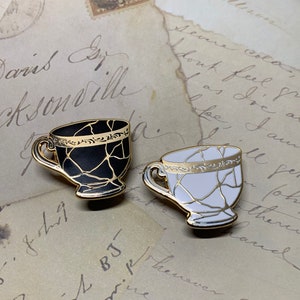 BLACK or WHITE Mini Kintsugi Cup teacup hannibal hannigram hard enamel pin