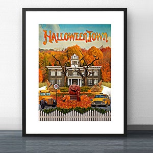 Halloweentown festive fall decor. Art print for fans of the Disney Channel Original movie. Halloween, Halloweentown, Hocus Pocus art, poster, print, design.