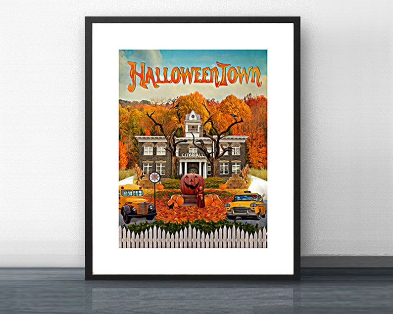 Halloweentown festive fall decor. Art print for fans of the Disney Channel Original movie. Halloween, Halloweentown, Hocus Pocus art, poster, print, design.