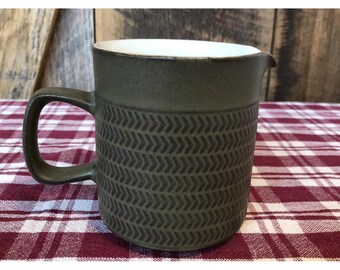 Vintage Denby Langley Camelot Milchkännchen - Dunkelgrünes Chevron Muster MCM England