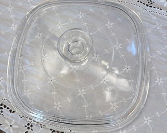 Pyrex Casserole Lid A-9-C 8.5 Inch Clear Glass Square Excellent Condition